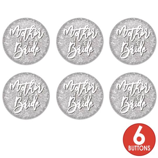 Beistle 2" Silver Sparkle Mother of the Bride Buttons, 6ct.